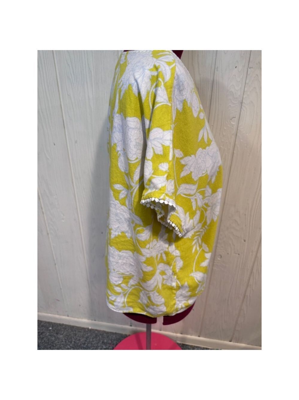 Marc New York Linen Blend Floral Top Yellow White XL - Picture 5 of 12